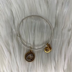 Alex and Ani Rafaelian Silver and Gold Two Tone Initial Monogram ‘Q’ Bangle